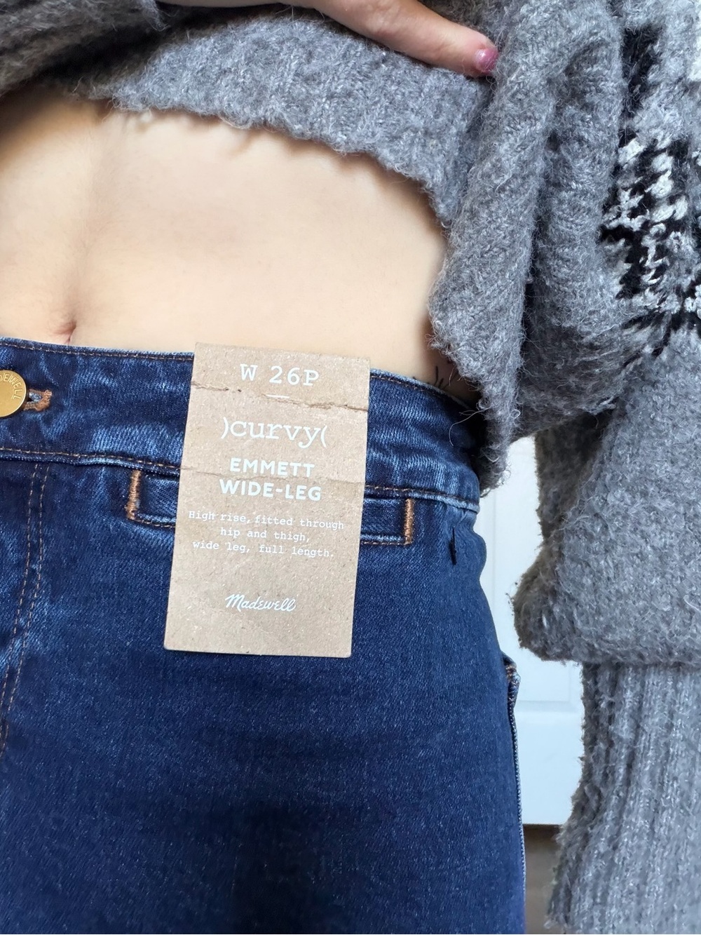NWT Madewell Dark Blue High-Rise Emmett Wide Leg Jeans 26 - Picture 5 of 6